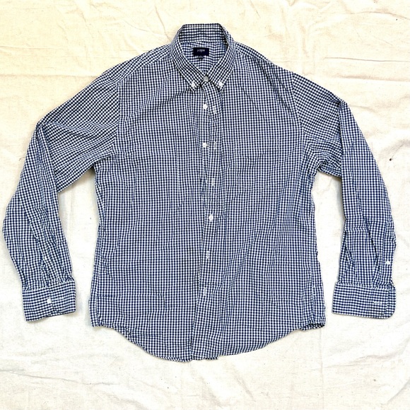 🏆J Crew 🏆 Blue Gingham Checkered Button Down Shirt Size L - Picture 2 of 8